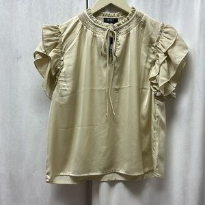 Cream silky double ruffle sleeve by reset by Jane